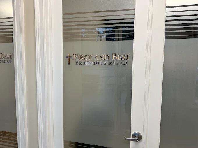 The First and Best Precious Metals office door in Ponte Vedra Beach